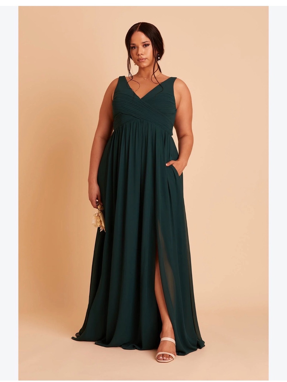 Birdy Grey Laurie Chiffon Dress in Emerald Braidmaids Prom Hoco Elegant Evening